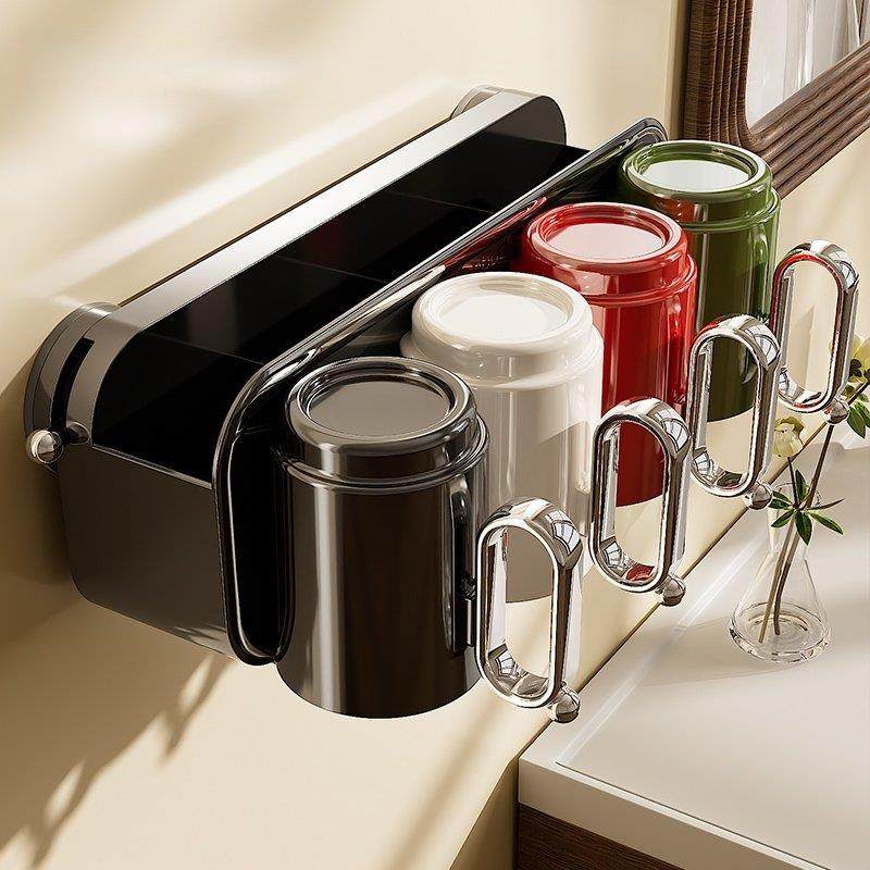 日本Anson吸盘牙刷漱口杯置物架壁挂式免打孔刷牙杯架牙膏牙刷架