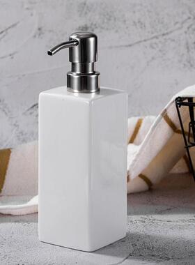 白色陶瓷洗洁精按压瓶洗手液瓶子304不锈钢喷头乳液分装瓶400ml