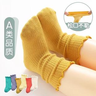 CROSS LOVEU新生婴儿袜子春秋纯色儿童棉袜秋冬无骨中长筒堆堆袜