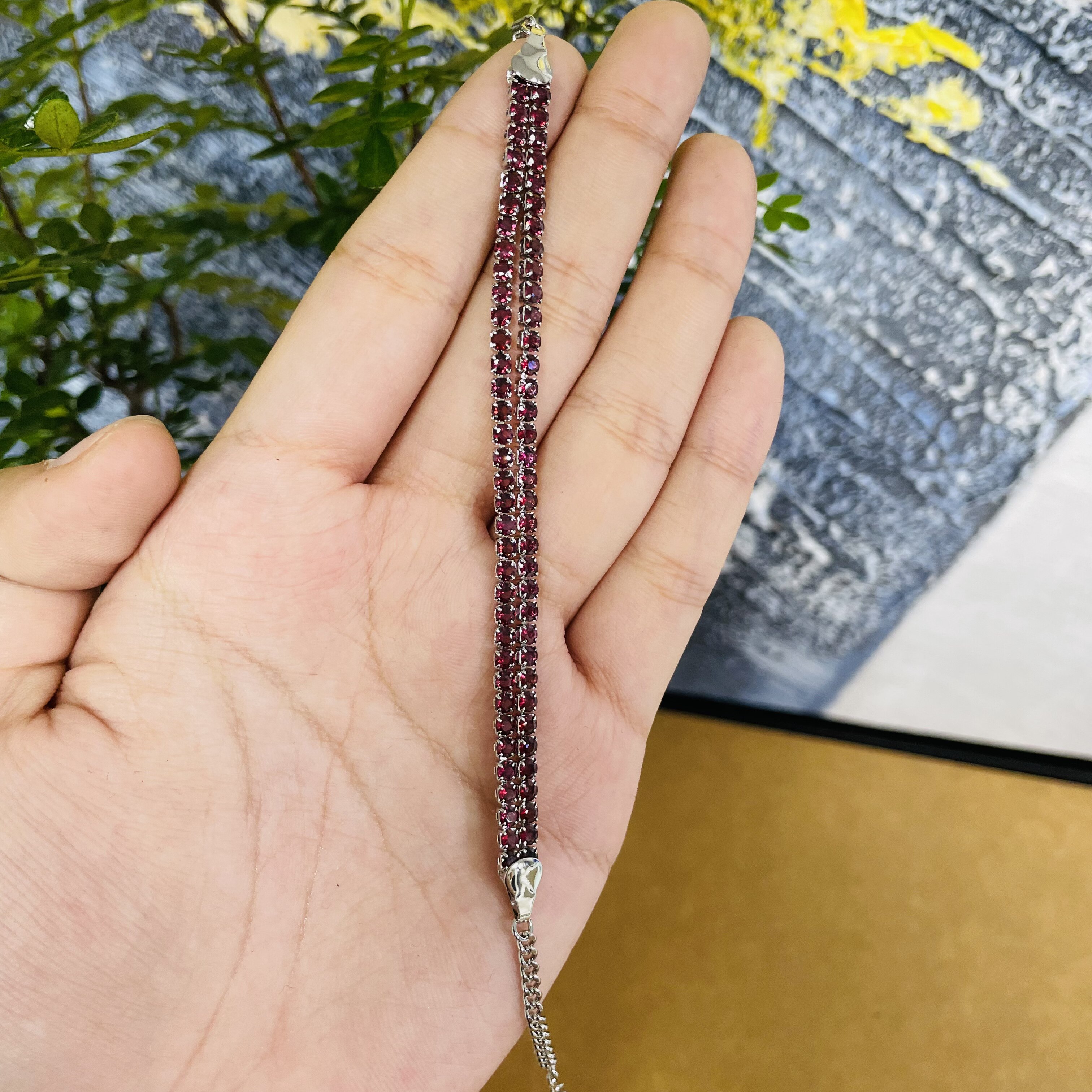 天然水晶石榴石手链-天然水晶百搭时尚气质款石榴石手链-KT5
