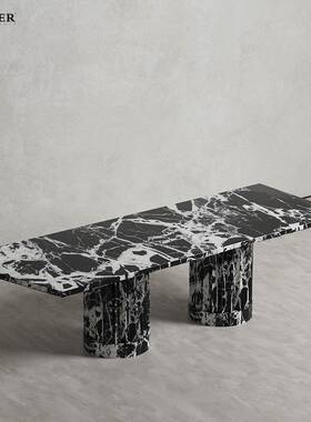 式意现极简天然大石长方形餐桌LAF-B021家装别墅餐厅高端级高感饭