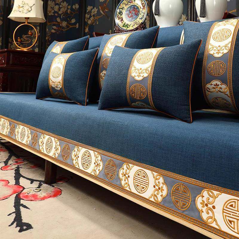 式中红木沙发坐垫盖巾靠防滑背巾罗汉床垫套FH罩实沙发垫木盖布