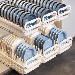 免盘安装厨房抽拉碗橱碟收纳柜碗架拉篮抽屉式碗356盘子沥水架置