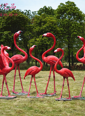 仿真火烈鸟雕塑玻璃钢动物园林景观装饰婚庆道具庭院商场美陈摆件