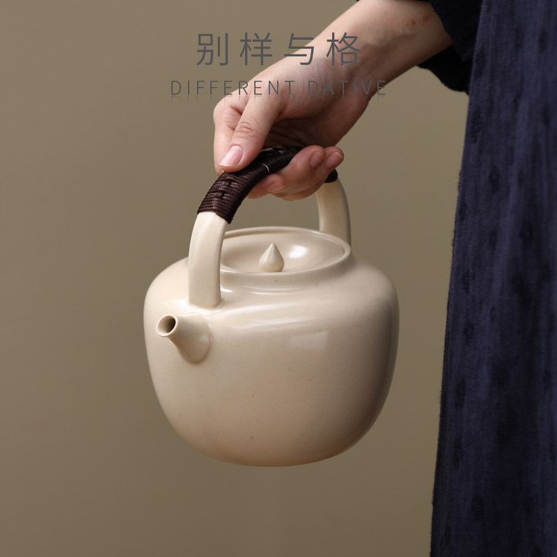 煮茶壶明火家用苏打釉提梁壶陶瓷烧水壶围炉煮茶器电陶炉白泥陶壶,餐饮具,茶壶,淘宝优惠券,粉丝福利购,淘宝优惠卷