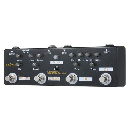 Moskyaudio SOLO918 综合效果器 电吉他混响延迟失真过载单块组合