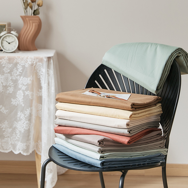 秋冬加厚全棉100支长绒棉磨毛床单单件简约纯色单双人床笠床罩1.8