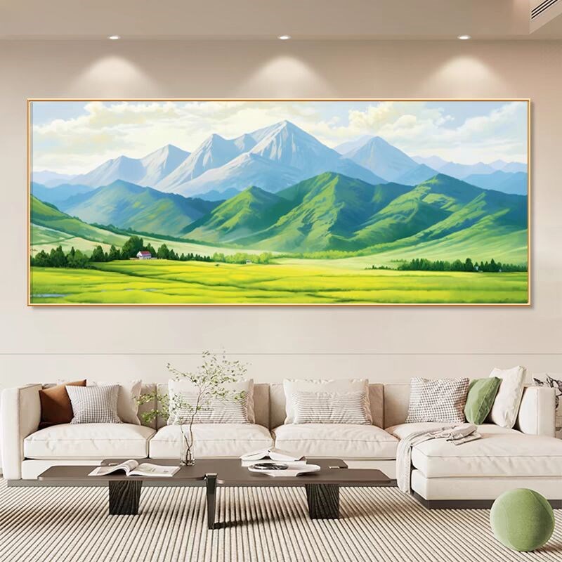 青山图客厅沙发背景墙壁画无水靠山图装饰画巨人山风景挂画山水画