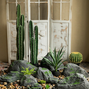 庭院假山仿真石头鱼缸橱窗花园造景楼梯装饰品大型摆件绿植微景观