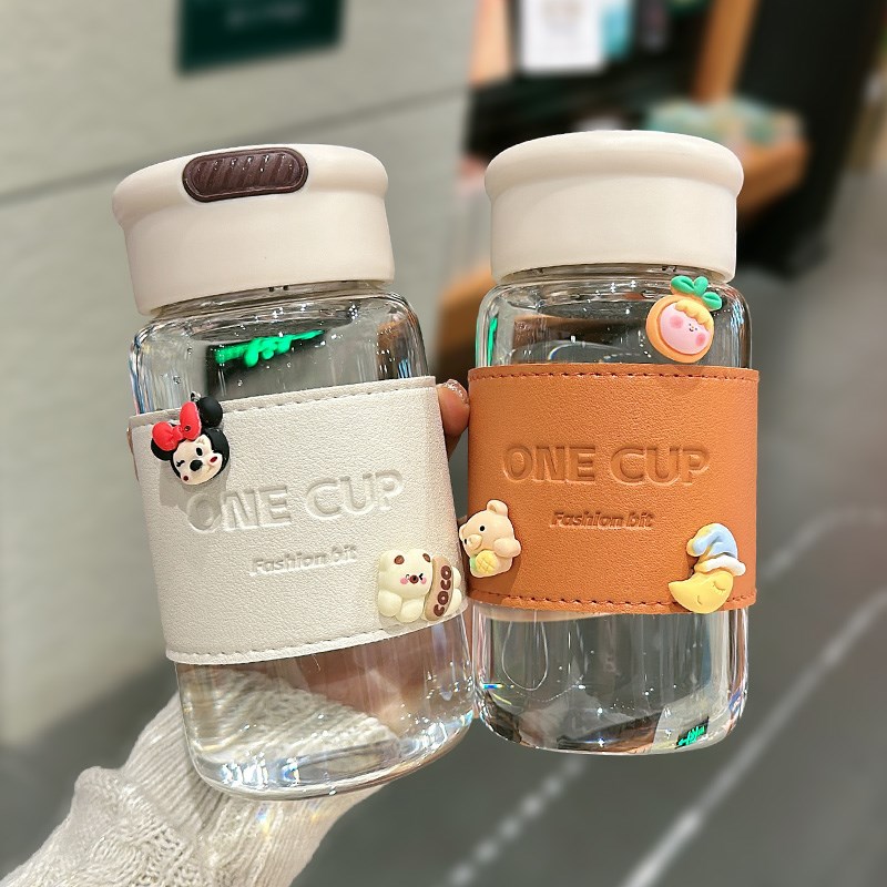 小清新玻璃杯小巧防烫耐热女士泡茶喝水杯高硼硅材质大容量随手杯