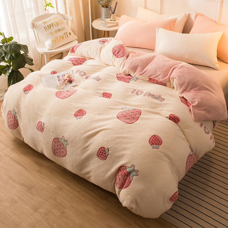 加厚保暖珊瑚绒被套单件冬天法兰绒双人被罩200x230双面绒被单套