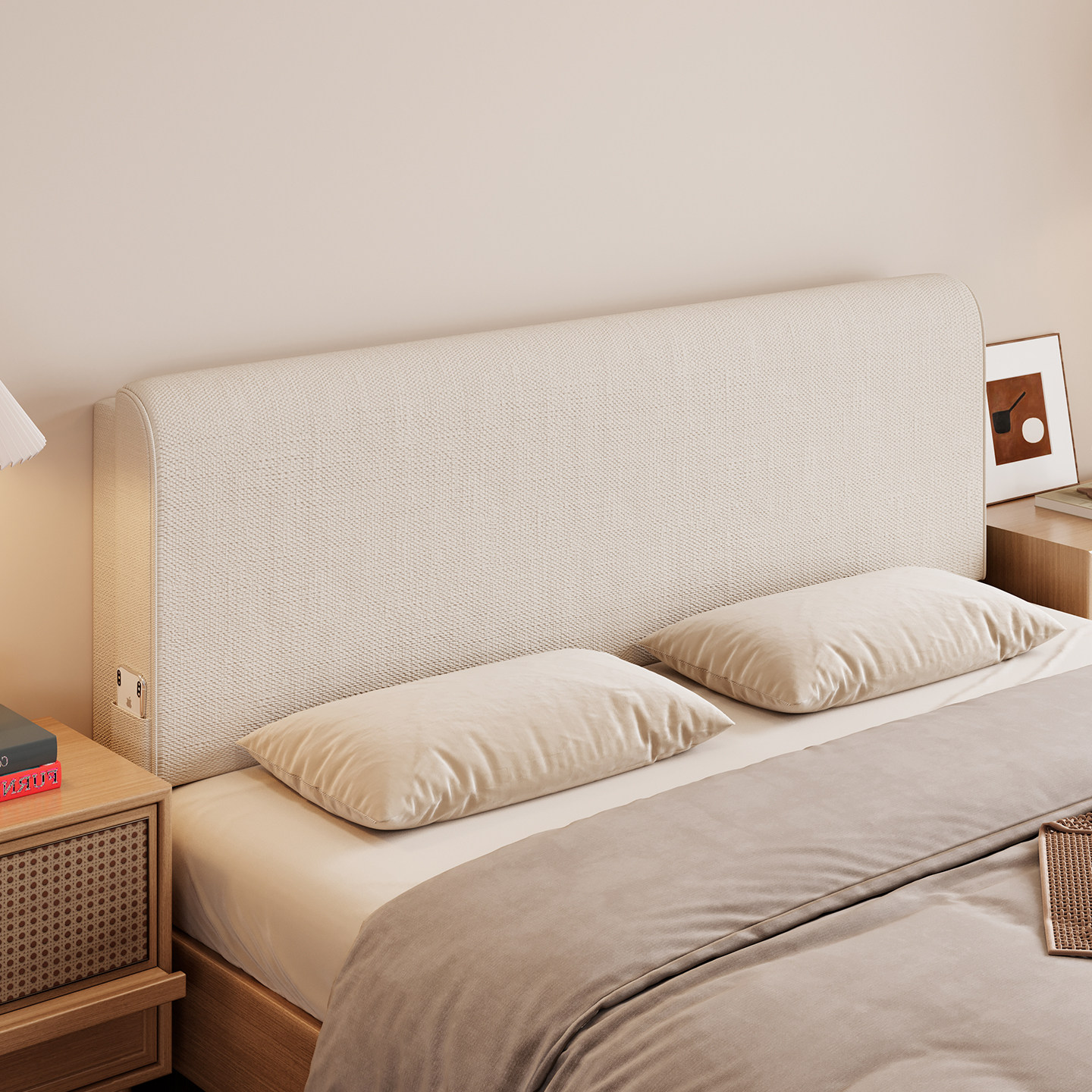 简约棉麻床头靠垫榻榻米无床头新款软包靠垫可拆洗大靠枕套罩定制