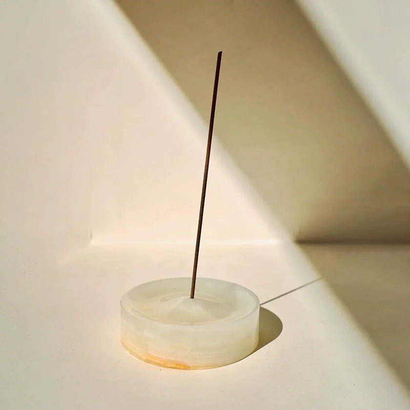 中古诧寂风天然玉石香插设计师样板间软装卧室客厅香薰桌面摆件