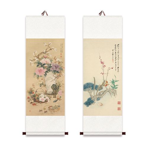 花朝纳福图张大千花卉岁朝清供图卷轴挂画挂轴画中式古风中堂国画