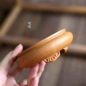 暖暖花器 圆口云足浅盆 黄土 微盆景盆 精品