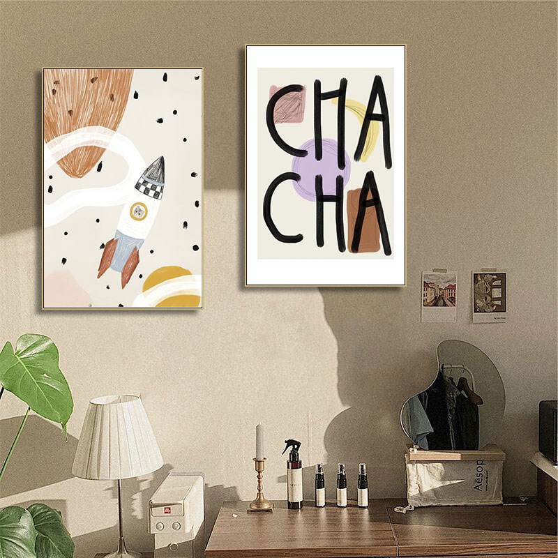 儿童简笔绘画装饰画幼儿园美术室趣味卡通儿童房客厅手绘涂鸦挂画