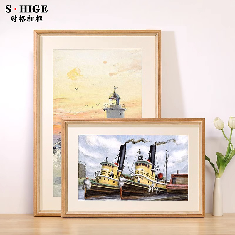 实木质画框装裱卡纸相框a3A4照片大尺寸定制4k8开拼图外框架挂墙