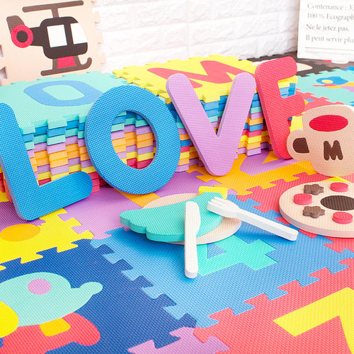 明德数字字母泡沫拼图地垫卡通水果交通动物爬爬行垫拼接加厚3030