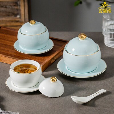 金边炖盅陶瓷燕窝碗糖水甜品碗酒店佛跳墙隔水炖商用炖品位上汤盅