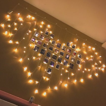 LED爱心形窗帘灯求婚表白装饰灯彩灯闪灯串灯七夕婚庆婚房布置灯