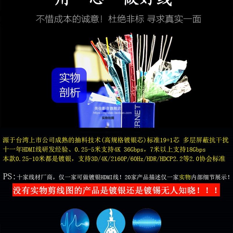 魔兽高清HDMI公对母延长线2.0版4K@60Hz高端镀银HDR加长0.5米1米8