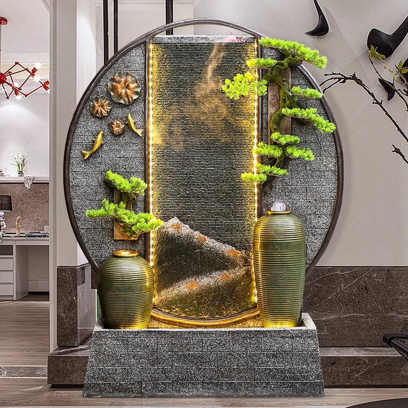 招财欧式假山流水喷泉水幕墙公司装饰摆件流水墙别墅鱼池庭院造景