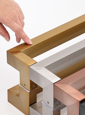 玻璃门拉手方管双弯黑色不锈钢灰色黑钛金玫瑰金有框木门拐角把手