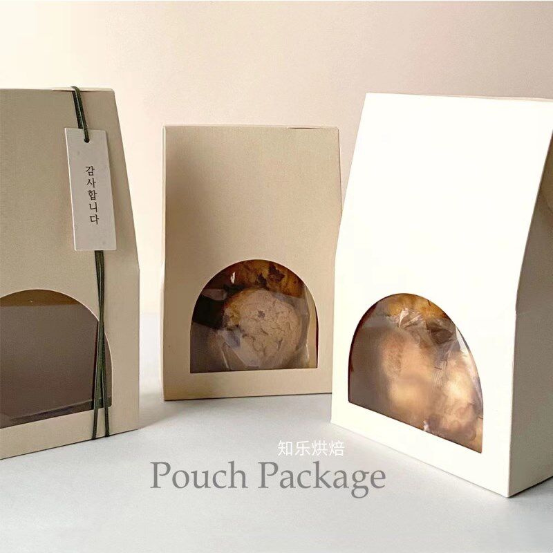 25个开窗牛皮纸袋饼干糯米船礼品牛轧糖雪花酥烘焙包装纸盒纸袋
