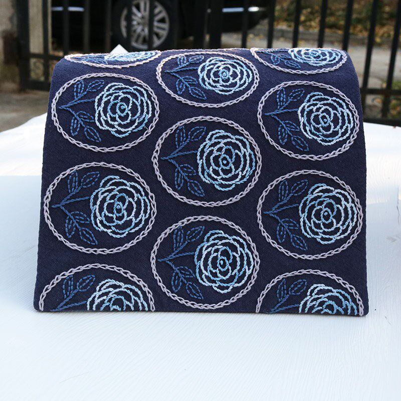 玫瑰刺子绣茶席材料包手工DIY刺绣自绣茶垫置物垫20*30cm