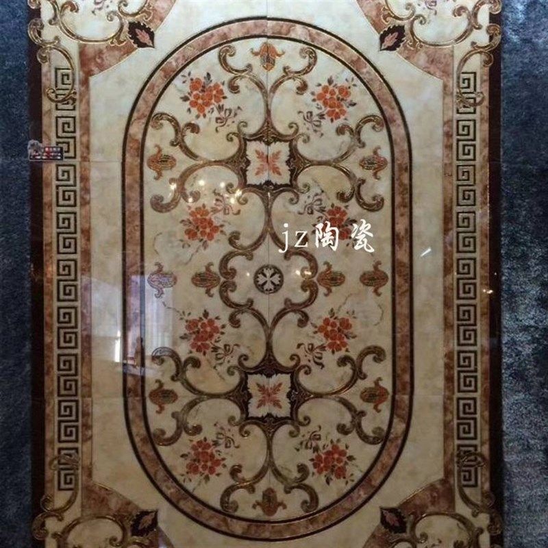 800x800K金微晶石拼花瓷砖地砖客厅走廊过道地板砖地毯花