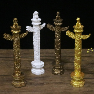 中华华表摆件天安门中华柱流云龙柱办公室客厅家居装 饰手工艺术品