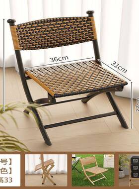 藤编折椅叠家用闲椅椅餐椅阳台椅子室内老年椅户DKC外钓鱼休折叠