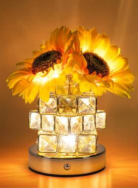 向日葵花夜灯卧室客厅灯详询客服氛围节仿日礼物真物花氛围灯情人