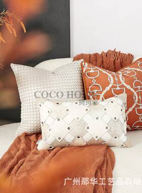 025新款WL4587客沙发靠枕橙色抱枕ins风居2家靠垫高级感厅软装搭