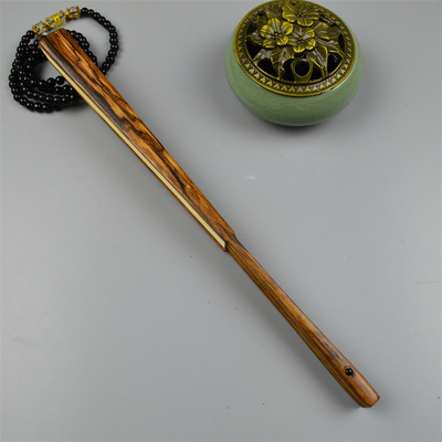 收藏品文玩折扇苏州老艺人制作9.5寸印尼沉香木扇骨工艺扇油性足