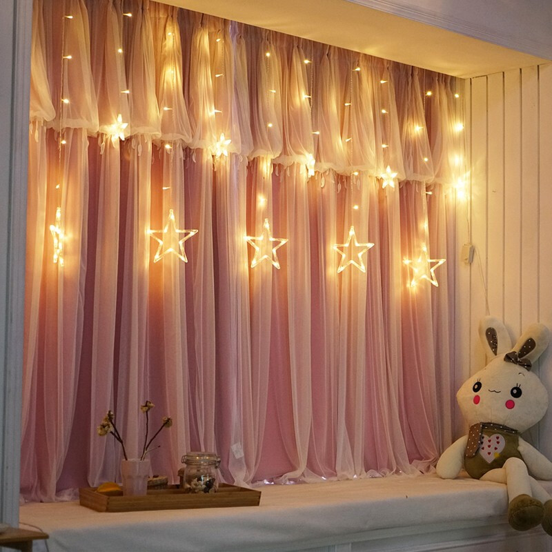 led彩灯闪灯串灯满天星出租屋改造卧室浪漫窗帘灯房间装饰星星灯