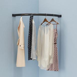 墙角挂衣架免打孔壁挂墙上挂衣架靠墙斜角晾衣杆简易墙角衣帽架