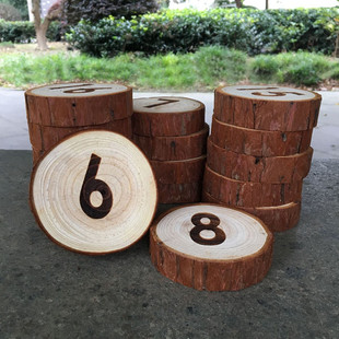 原木餐桌号码牌 雕刻 房间门牌包厢 叫号牌定制刻字台牌台签