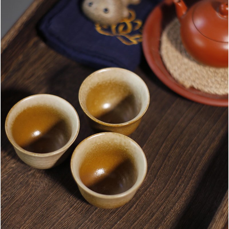 韩祠茗品复古粗陶功夫茶杯主人杯中式柴烧茶具围炉煮茶品茗杯