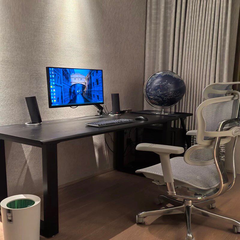 北美白蜡木电脑桌黑胡桃木家用卧室书桌樱桃木原木电竞桌实木桌腿