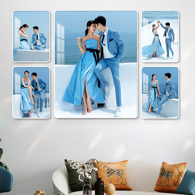 水晶照片墙挂墙组合放大冲印婚纱儿童宝宝洗相片制作成框定制客厅