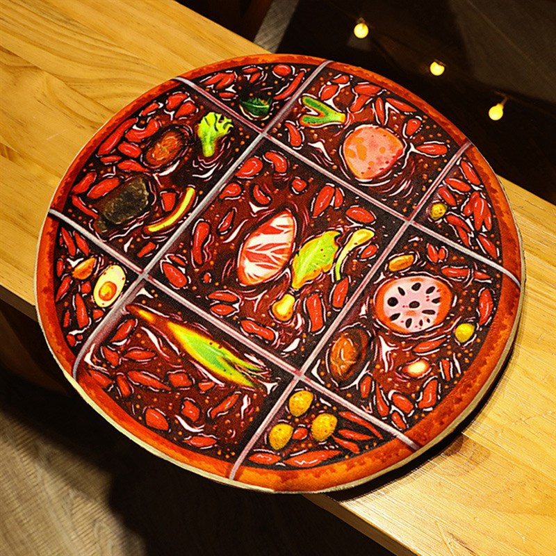 仿真火锅披萨坐垫九宫格屁垫座椅美食办公室久坐凳子垫记忆棉垫子