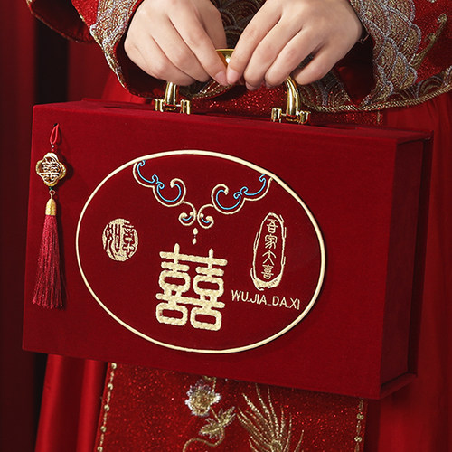 结婚礼金箱高级感婚礼收钱箱提亲现金大号手提订婚10万聘礼彩礼盒