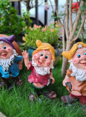 花园庭院摆件创意卡通人物雕塑七个小矮人园艺景观露台院子装饰品