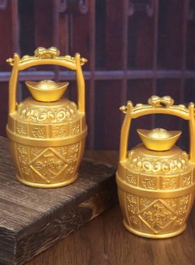 财源滚滚一桶金摆件一桶江山招财进宝客厅书房办公室桌面聚财摆件