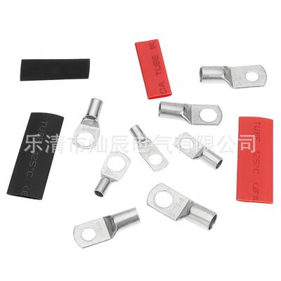 SC窥口端子铜子裸端热子200pc鼻s装接线端子+缩盒管线鼻子200pcs