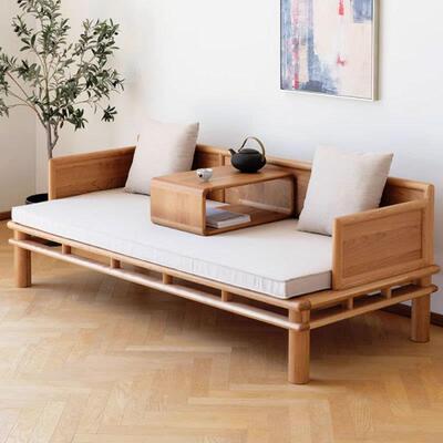 黑胡桃罗汉SF-1362木床全实木新中式欧小户北型客厅家具简约两用