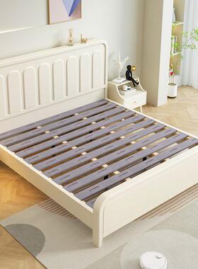 北欧白色实木现代简约双人床1.8m1奶.5301#-1m复古油物风主卧储结