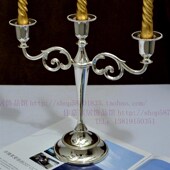 精品镀银三头简现代烛台欧式 饰品 蜡烛台婚庆家居餐厅酒店样板房装