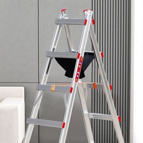 可行走人字梯特厚焊接铝合金走梯工程梯木工装修折叠走梯